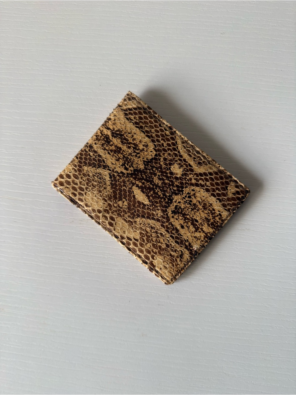 Vintage Genuine Python Skin Bifold Wallet – Brown & Tan Snakeskin
